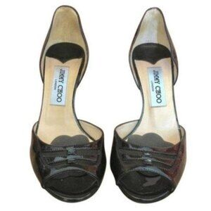 Carolina Herrera Jimmy Choo Black Peep Toe Heels Size 7